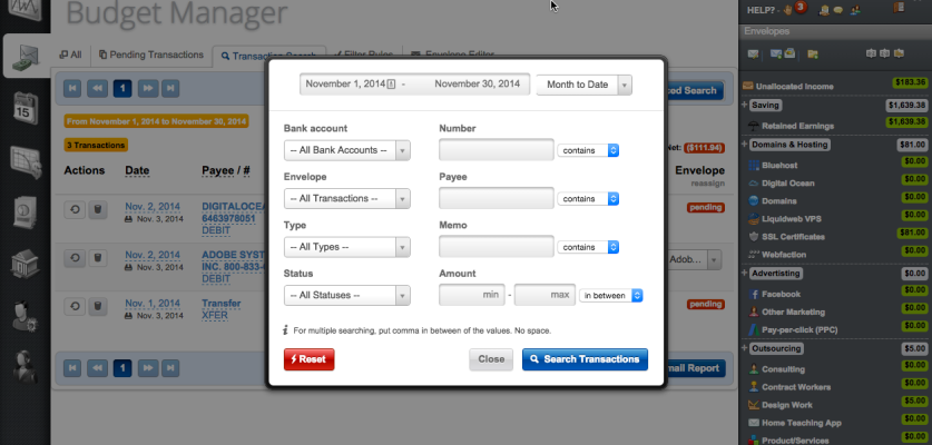 Comprehensive Transaction Search