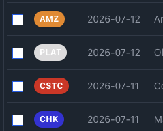 Compact colored account badges in the transaction view