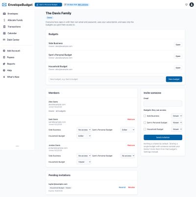 Family & Team sharing: one budget, separate logins, clear permissions